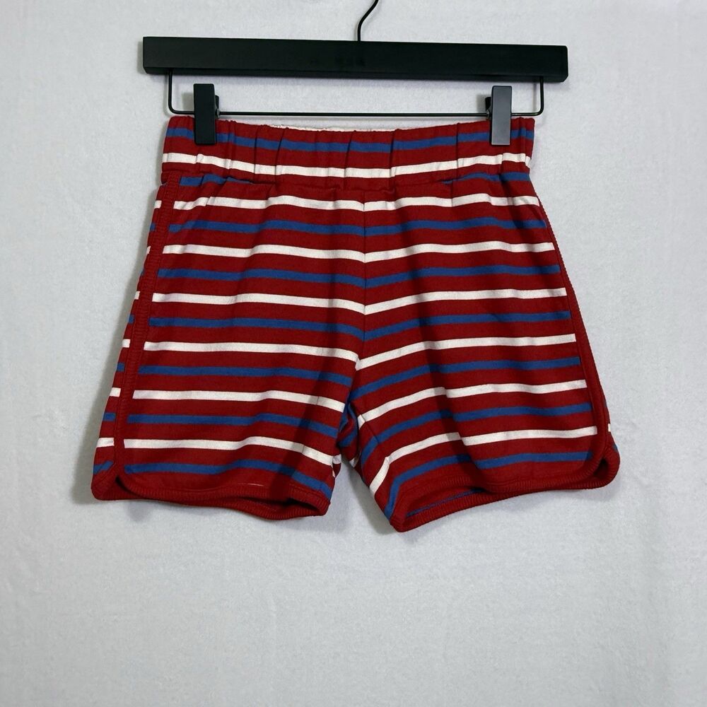 Hanna Andersson French Terry Red Blue White Striped Summer Shorts Size 140 US 10